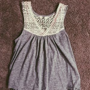 Grey/white lace top